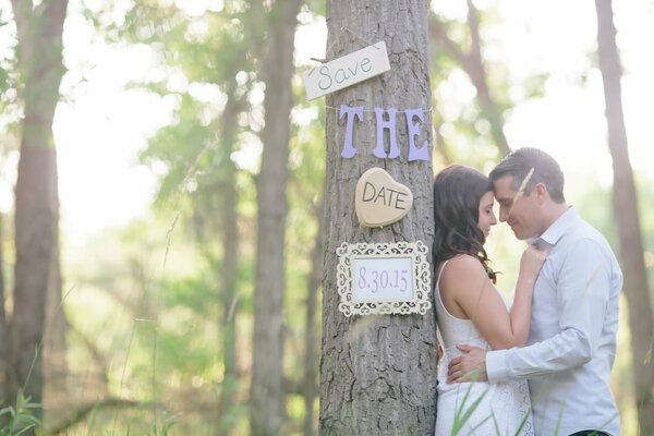 A couple in love in the forest