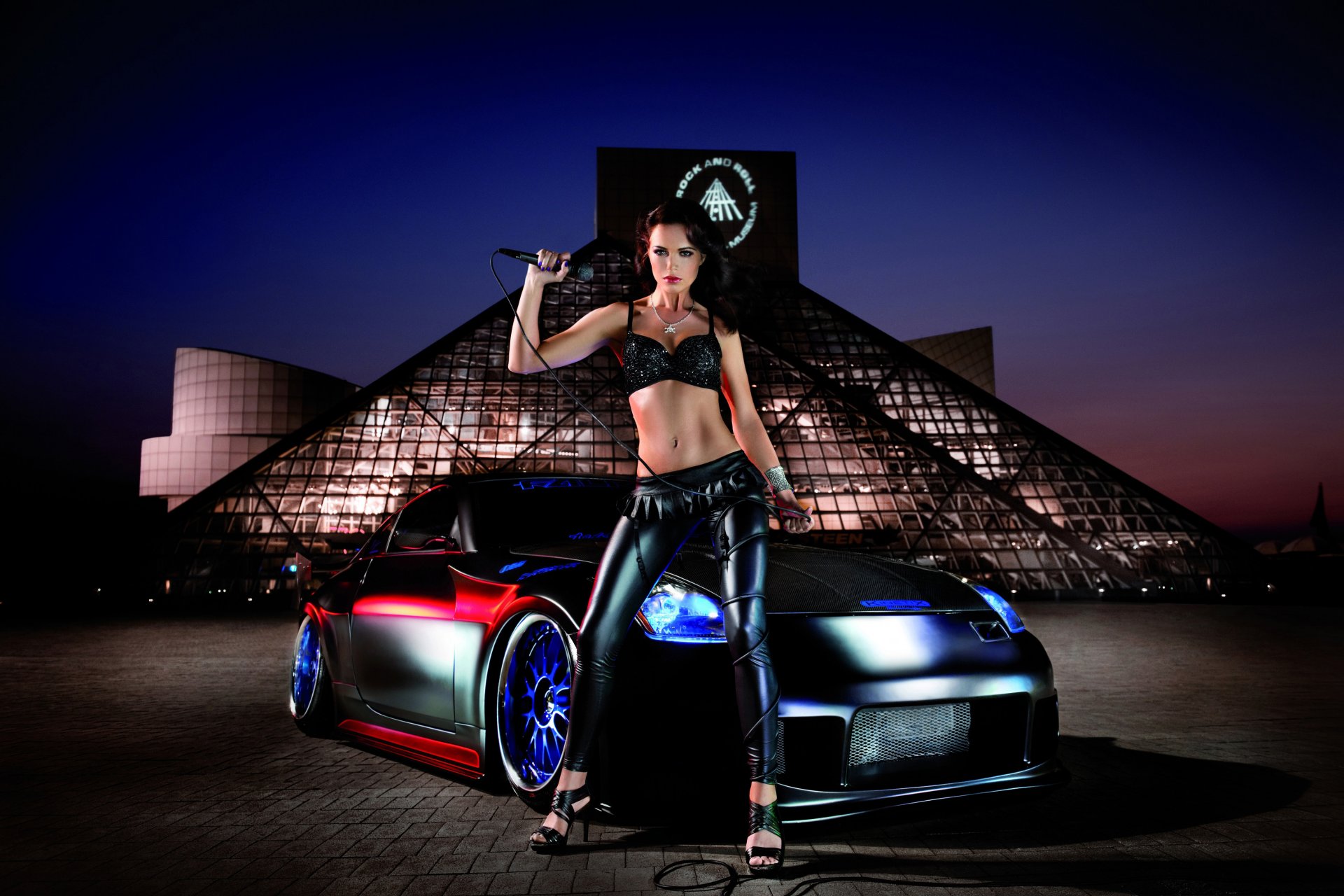 mood tuning miss tuning 2011 . beautiful girl kristin zippel christine tsippel sings museum the louvre sports car nissan 350z