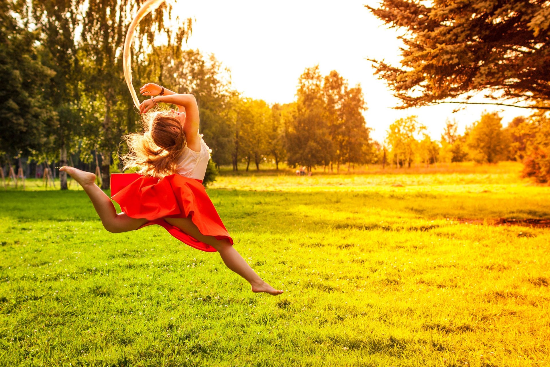 mood girl jump joy happiness positive legs skirt nature grass greenery sun trees tree leaves foliage. leaves background wallpaper widescreen fullscreen widescreen widescreen