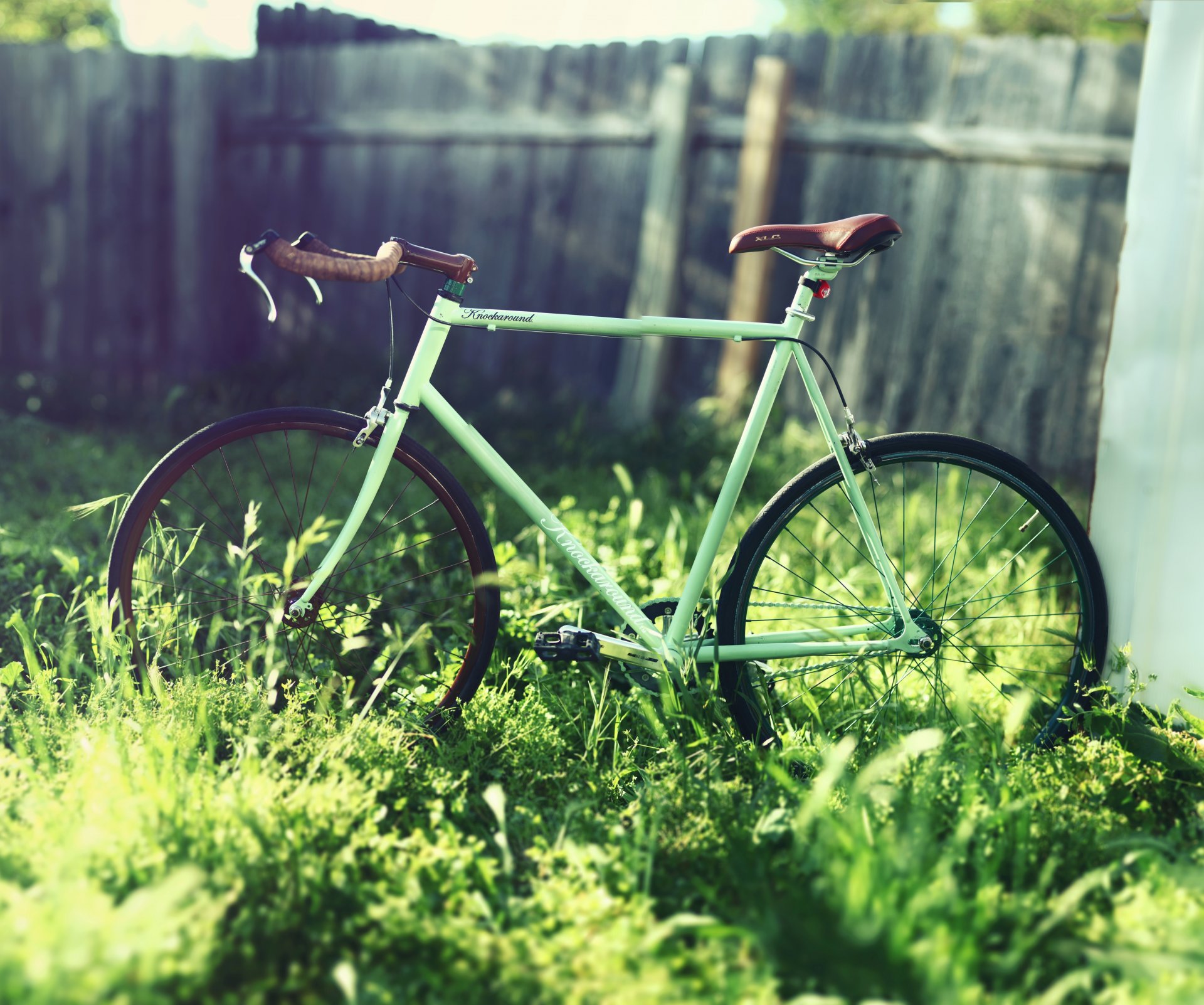 vélo clôture herbe cour