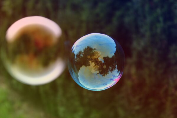 Soap bubble on a blurry background in high quality