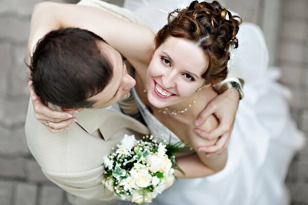 Wedding couple top view