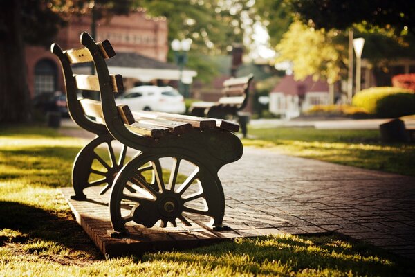 Two lonely benches in the park