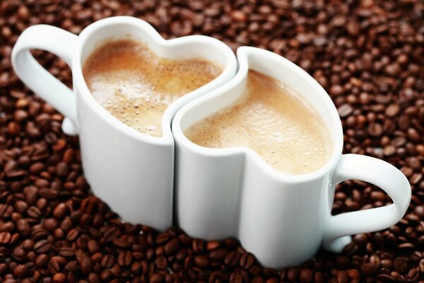 Coffee mugs in the shape of hearts