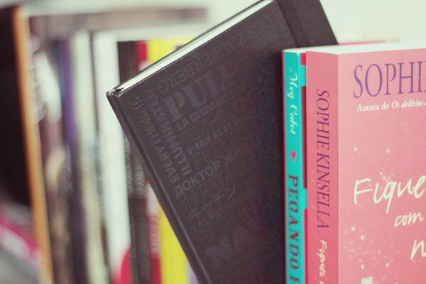 Colorful books on the shelf