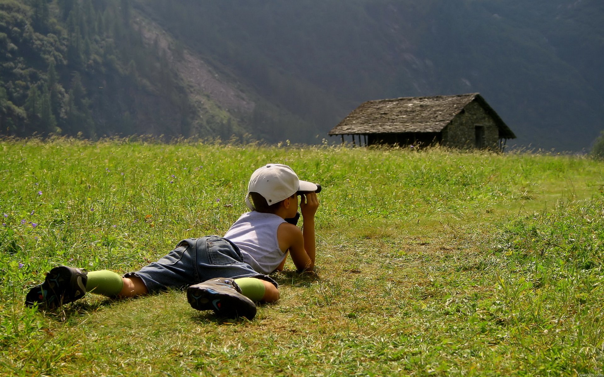 mood boys children nature grass the field cap