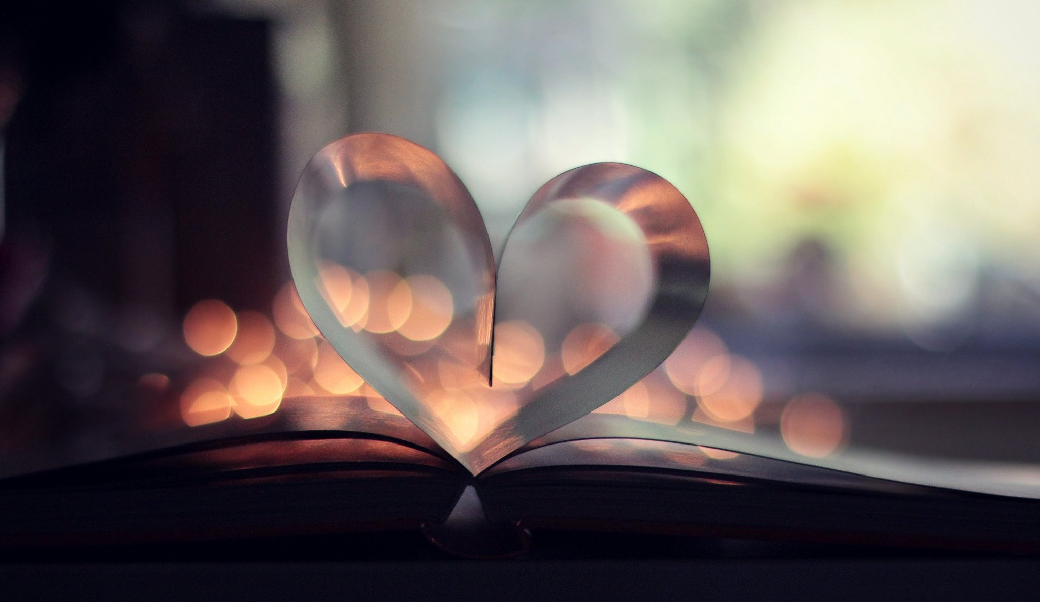 libro libro pagine cuore bokeh