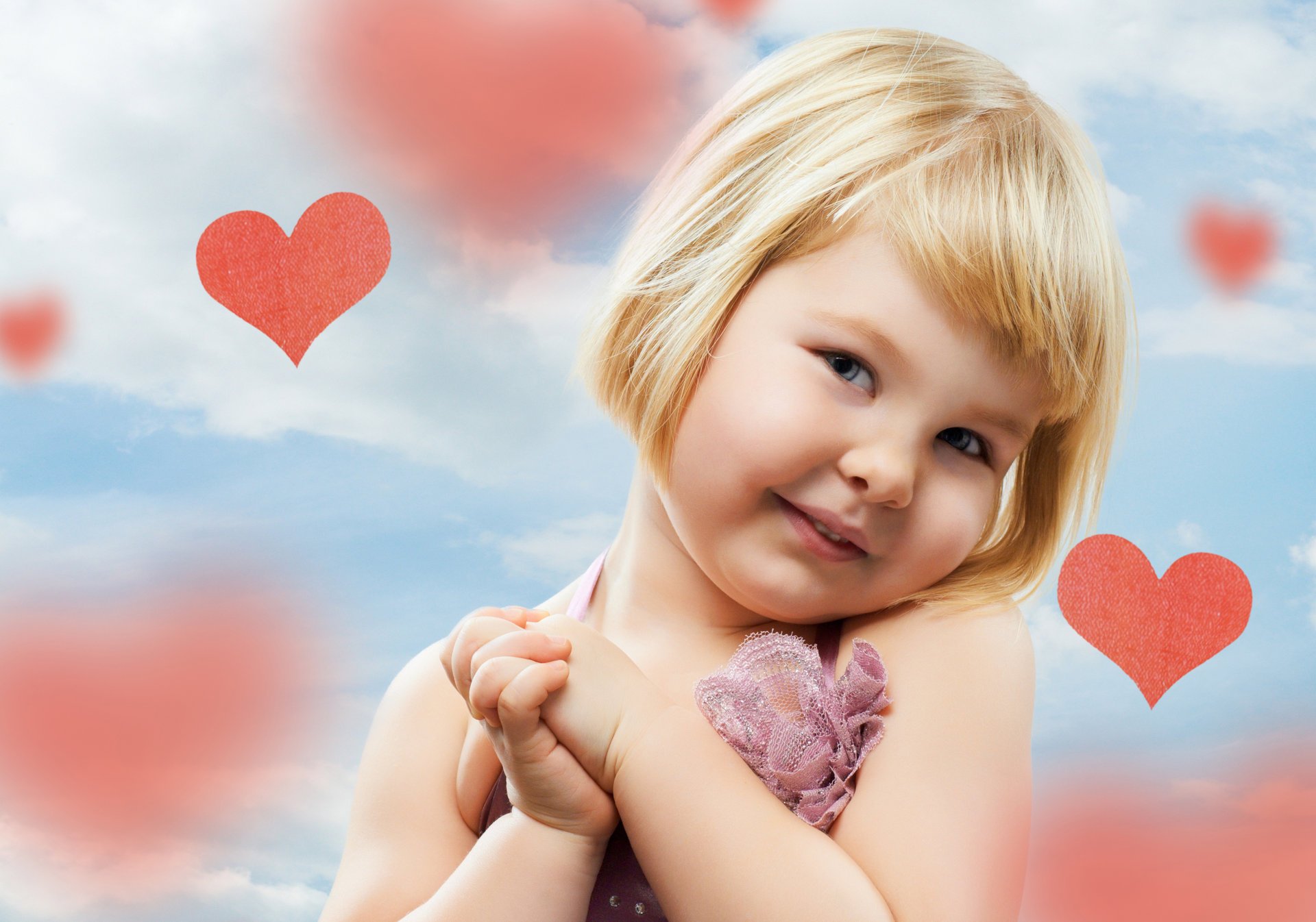 fille heureux coeurs enfant heureux mignon enfants