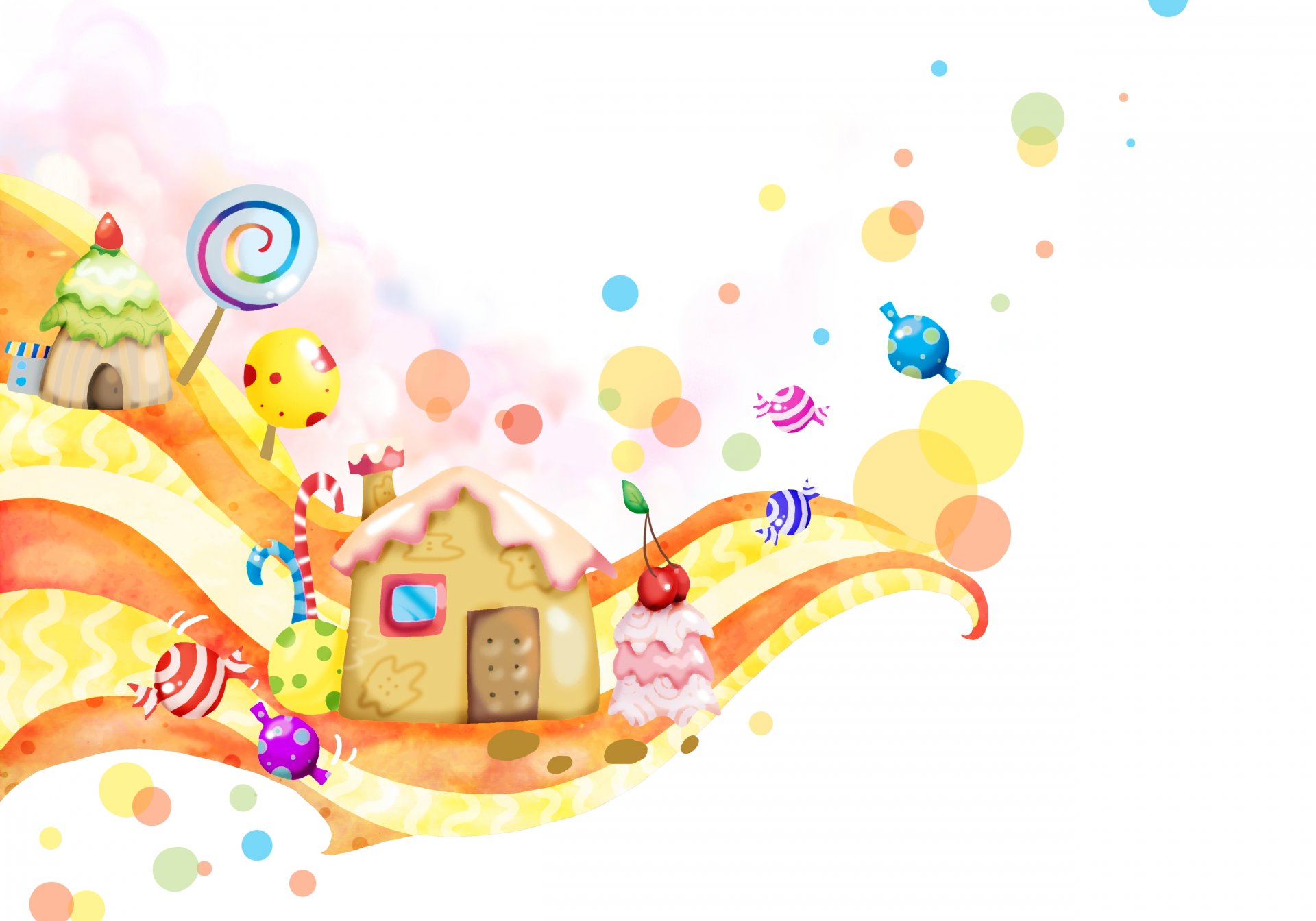 children s wallpaper twirl fantasy house candy candies cherry sweet