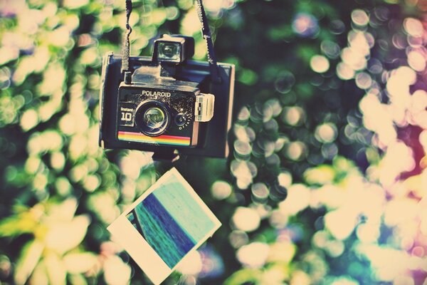 Retro camera with bright spots and highlights