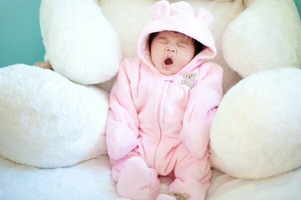 Lovely baby , pink pajamas