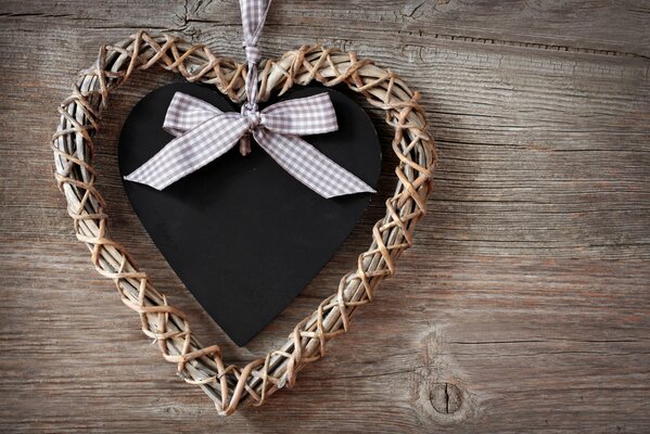 Braided heart on a tree background