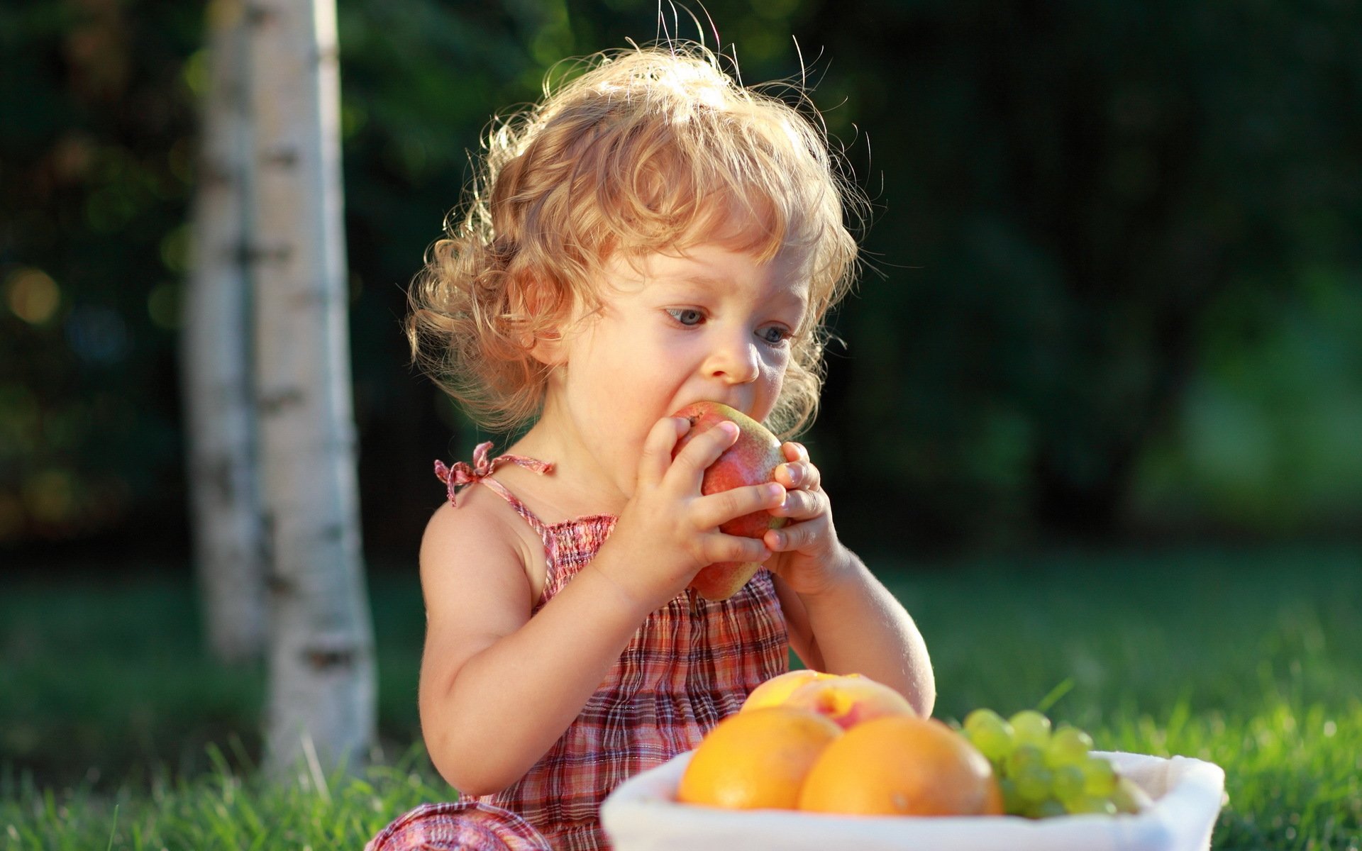 mädchen apfel sommer stimmung