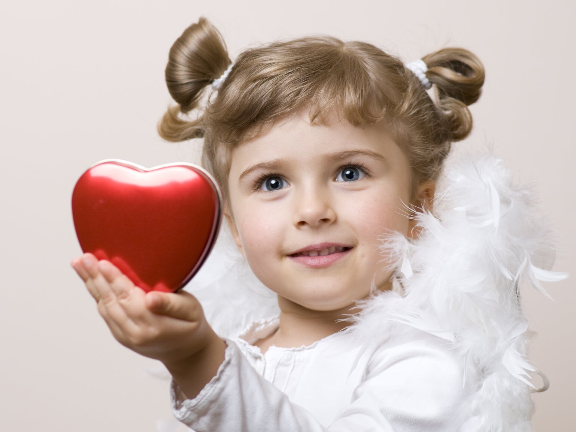 cute little girl angel feathers love heart child children childhood