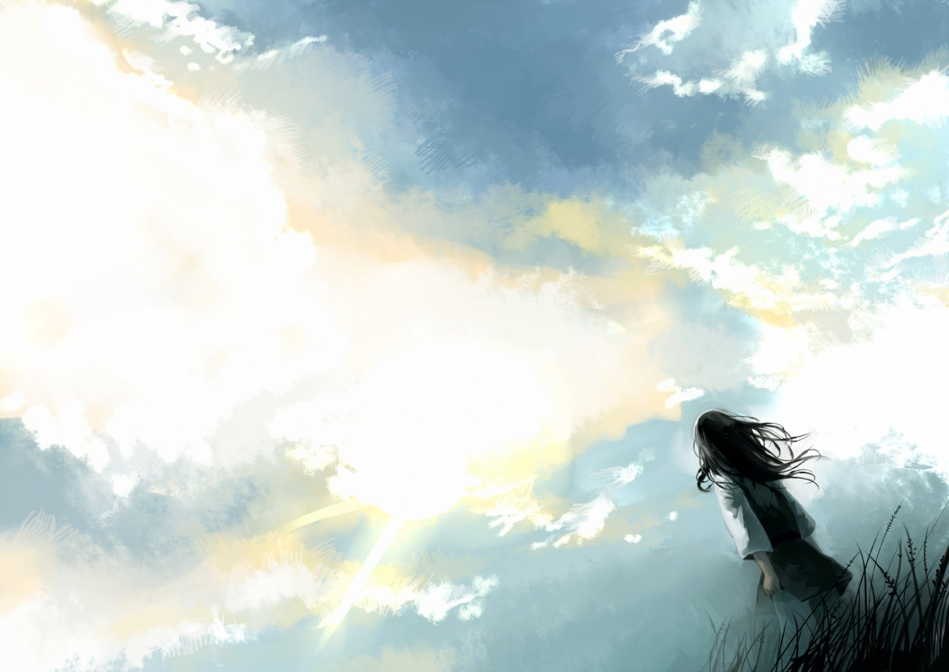 fille ciel solitude