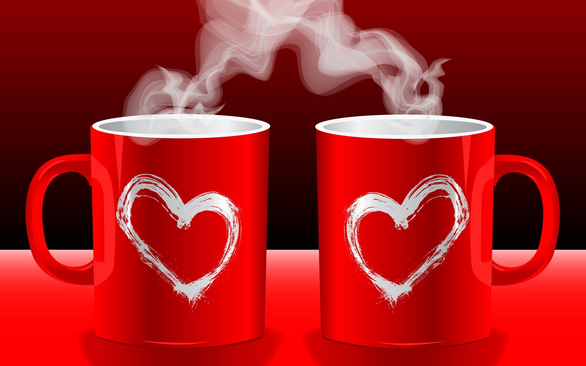 humor taza taza corazones amor parejas caliente café té rojo fondo papel pintado