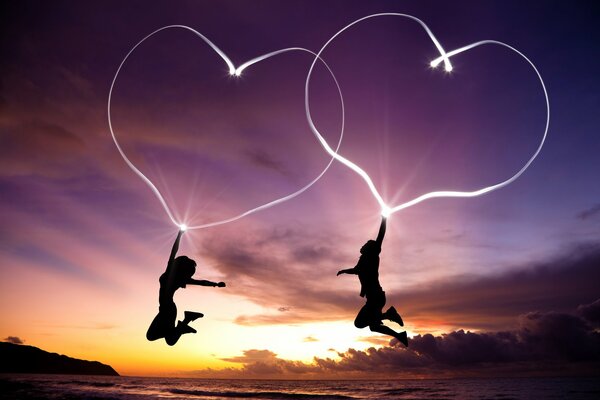 Paisaje de amor es hora de saltar bolas de corazón
