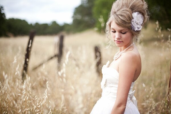 Girl in the field, retro style