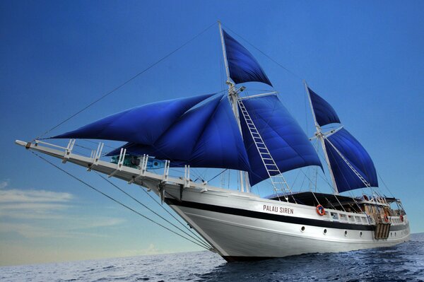 Ocean. sea voyage. blue sails. yacht