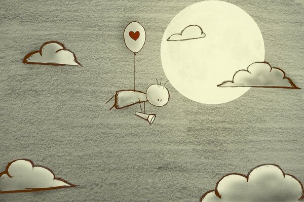 A man in search of love, flying past the clouds