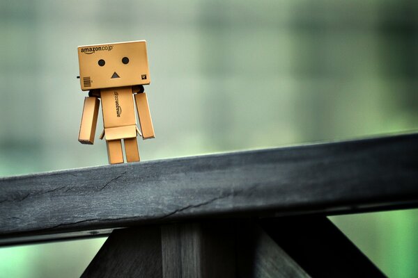 Cardboard toy on a wooden table