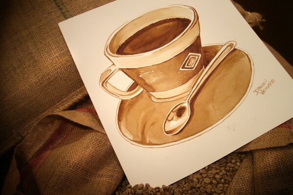 Drawing of coffee coffee, aromatic