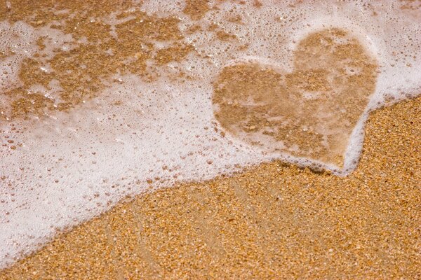 Heart on a sandy beach