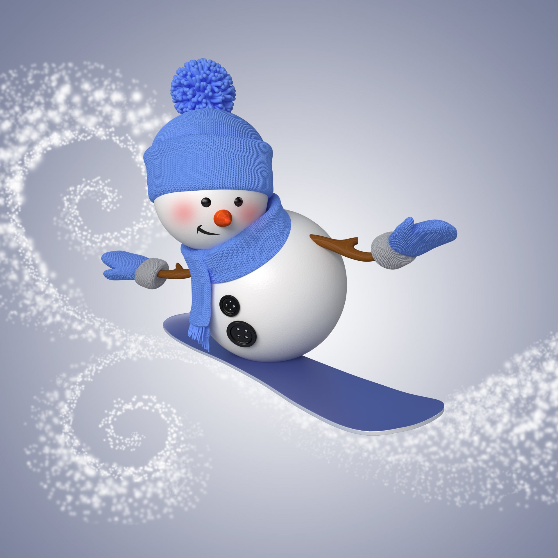 nowman 3d christmas new year snowboard winter snow