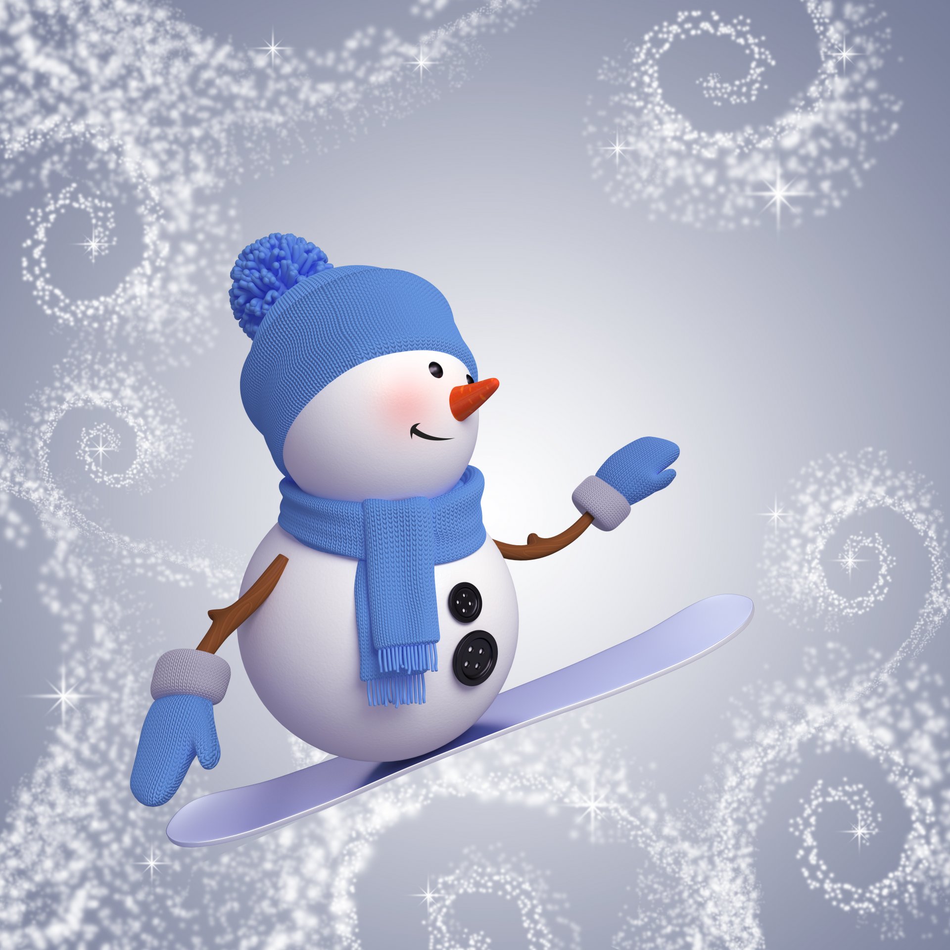 bonhomme de neige 3d noël nouvel an snowboard hiver neige