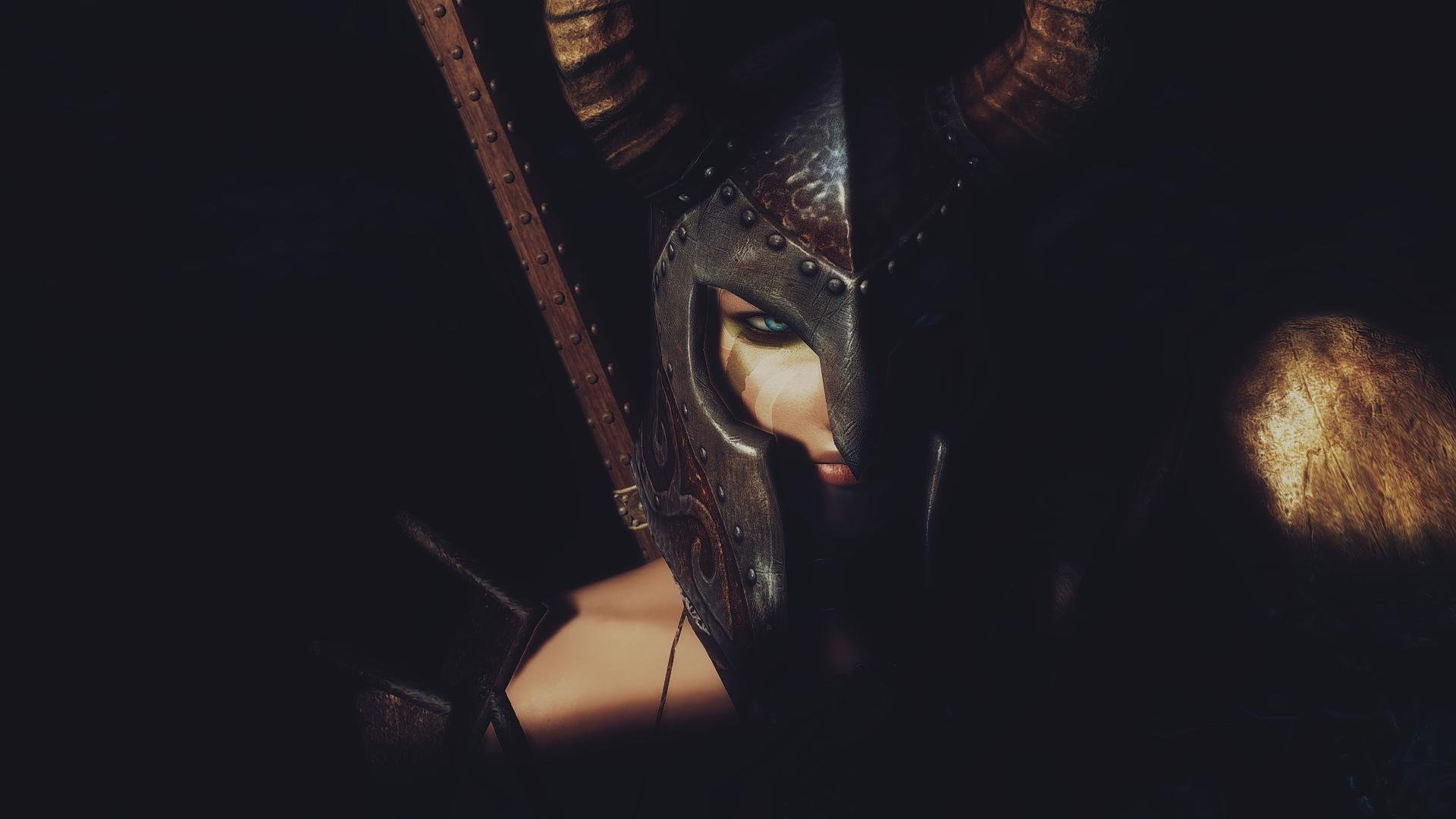 girl warrior helmet background rendering