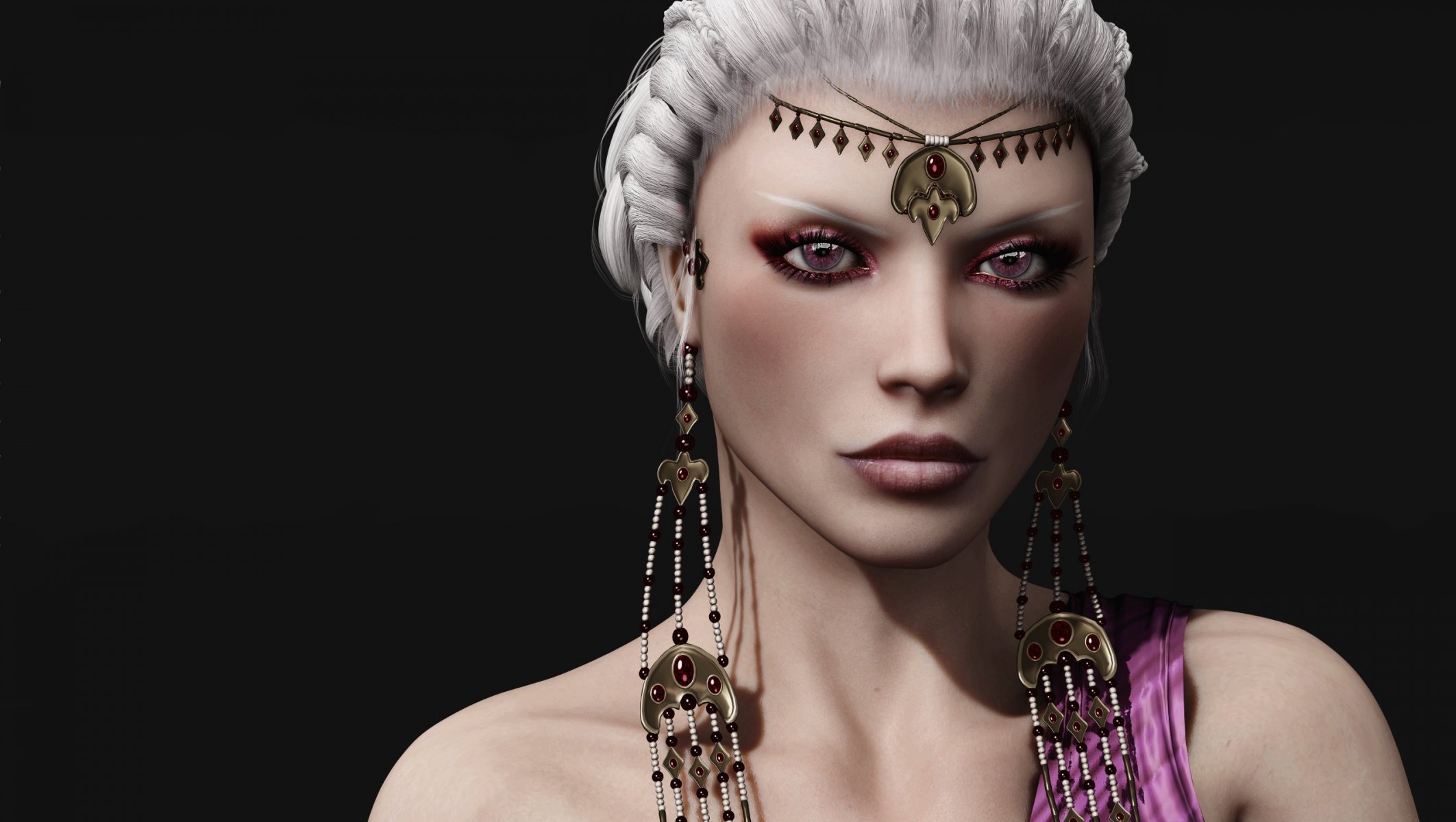 daenerys targaryen rendering 3d dziewczyna białe włosy. ozdoba. spojrzenie