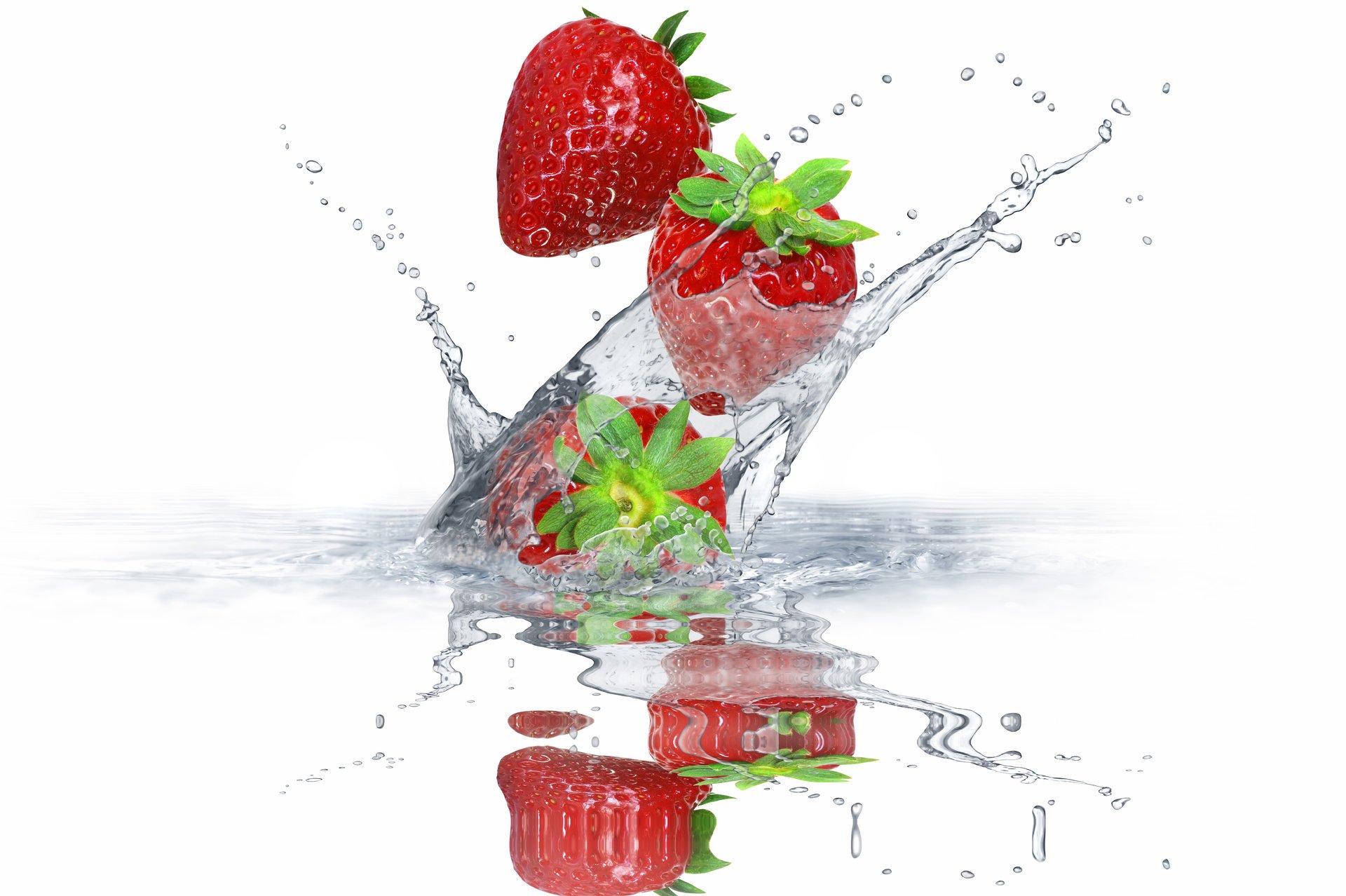 fragole screensaver acqua gocce fresco bacche spruzzi