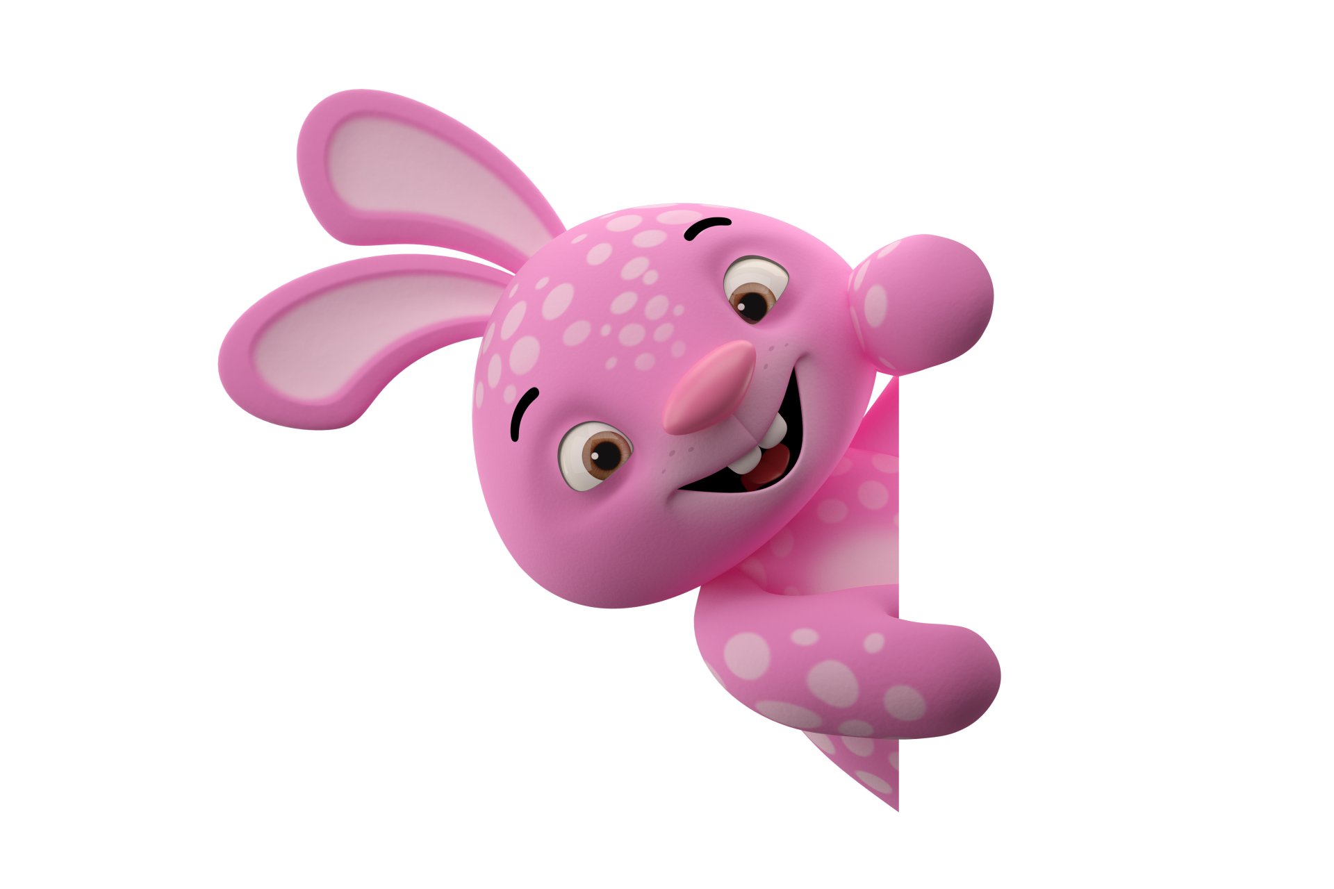 3d symbol monster smile pink rabbit