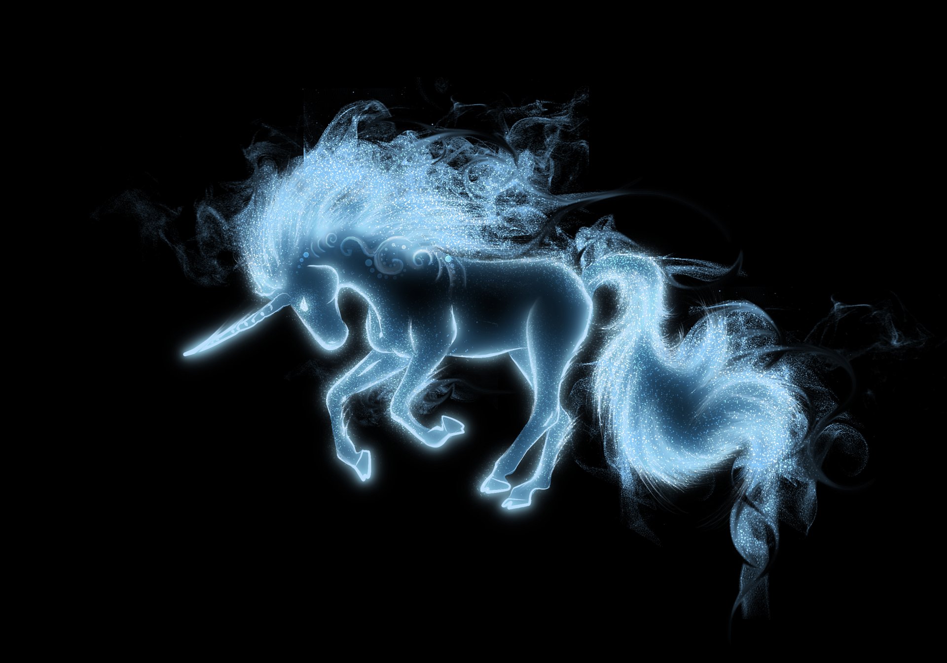 unicorn mane tail black background