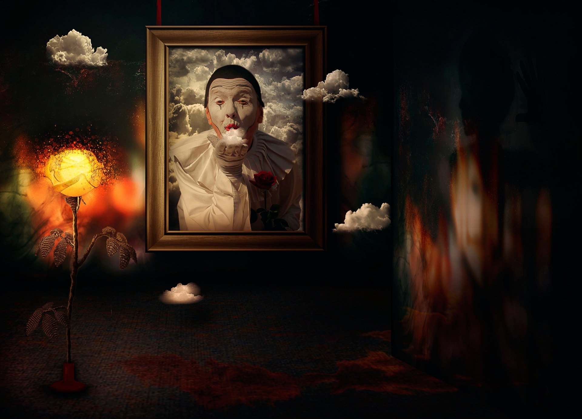 portrait mime clouds art fantasy