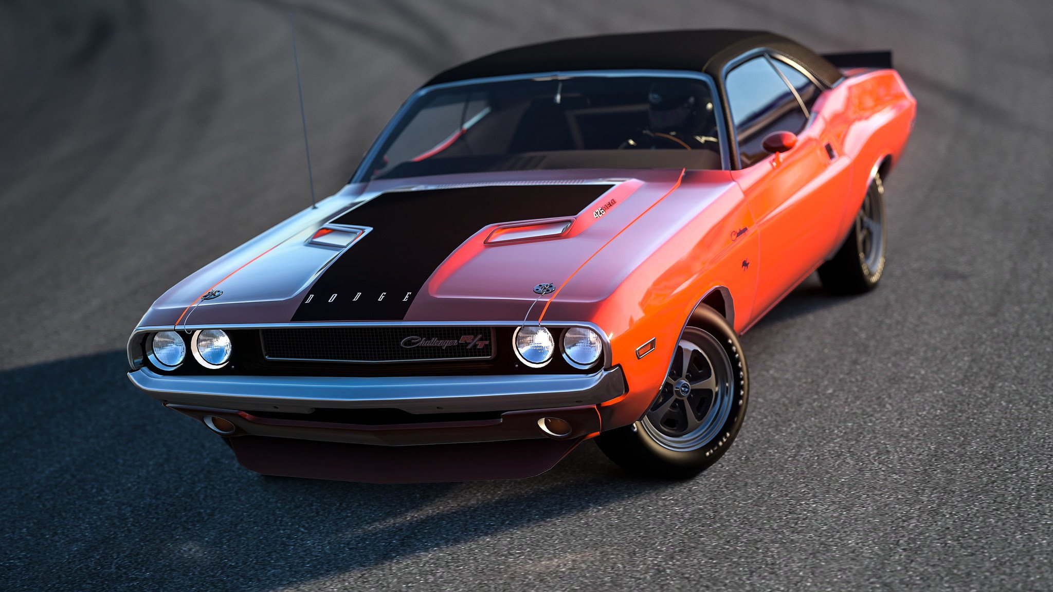 schivare challenger muscle car muscle car anteriore rendering sfondo