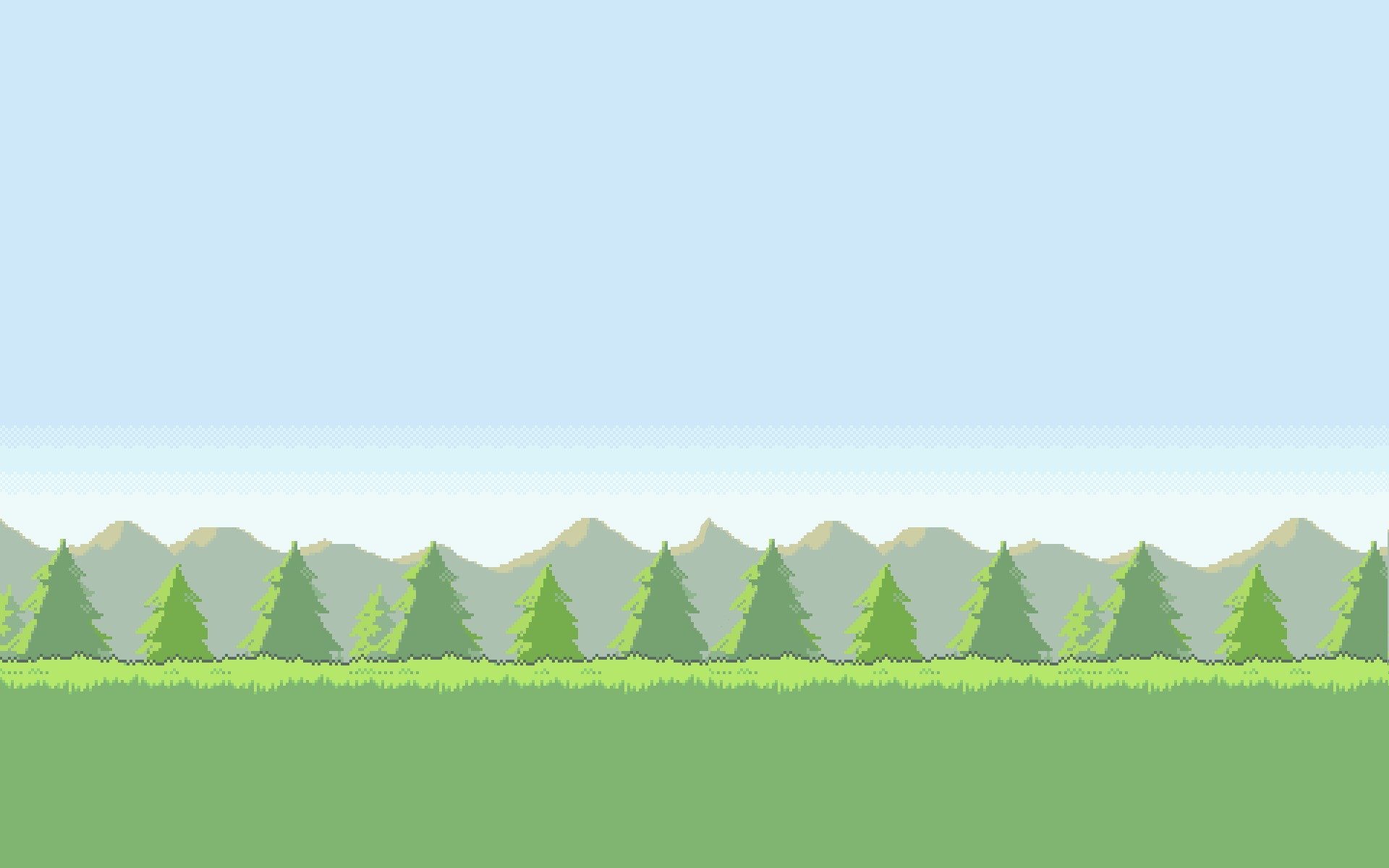 campo erba alberi cielo montagne 8-bit