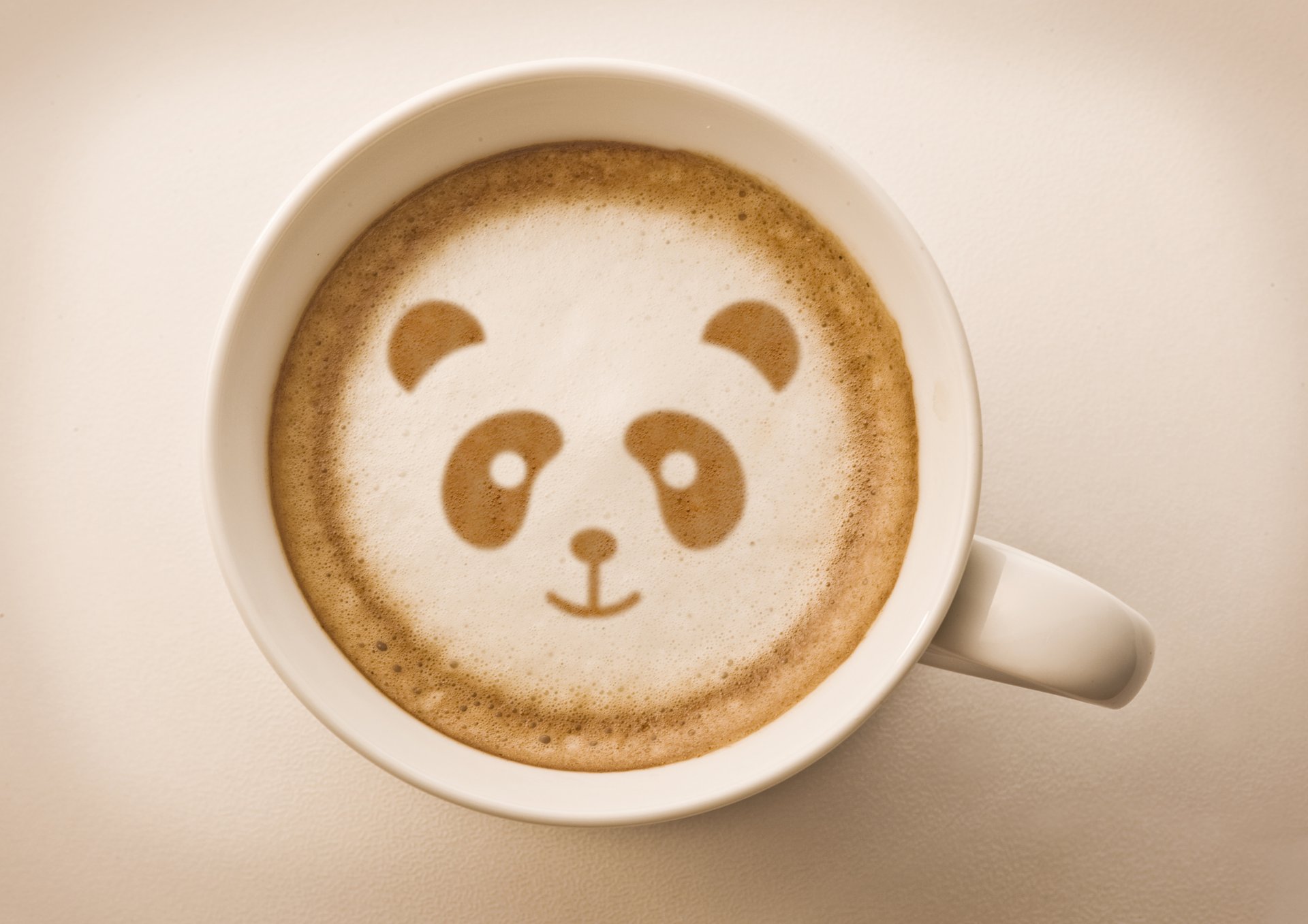 background mug coffee foam picture panda