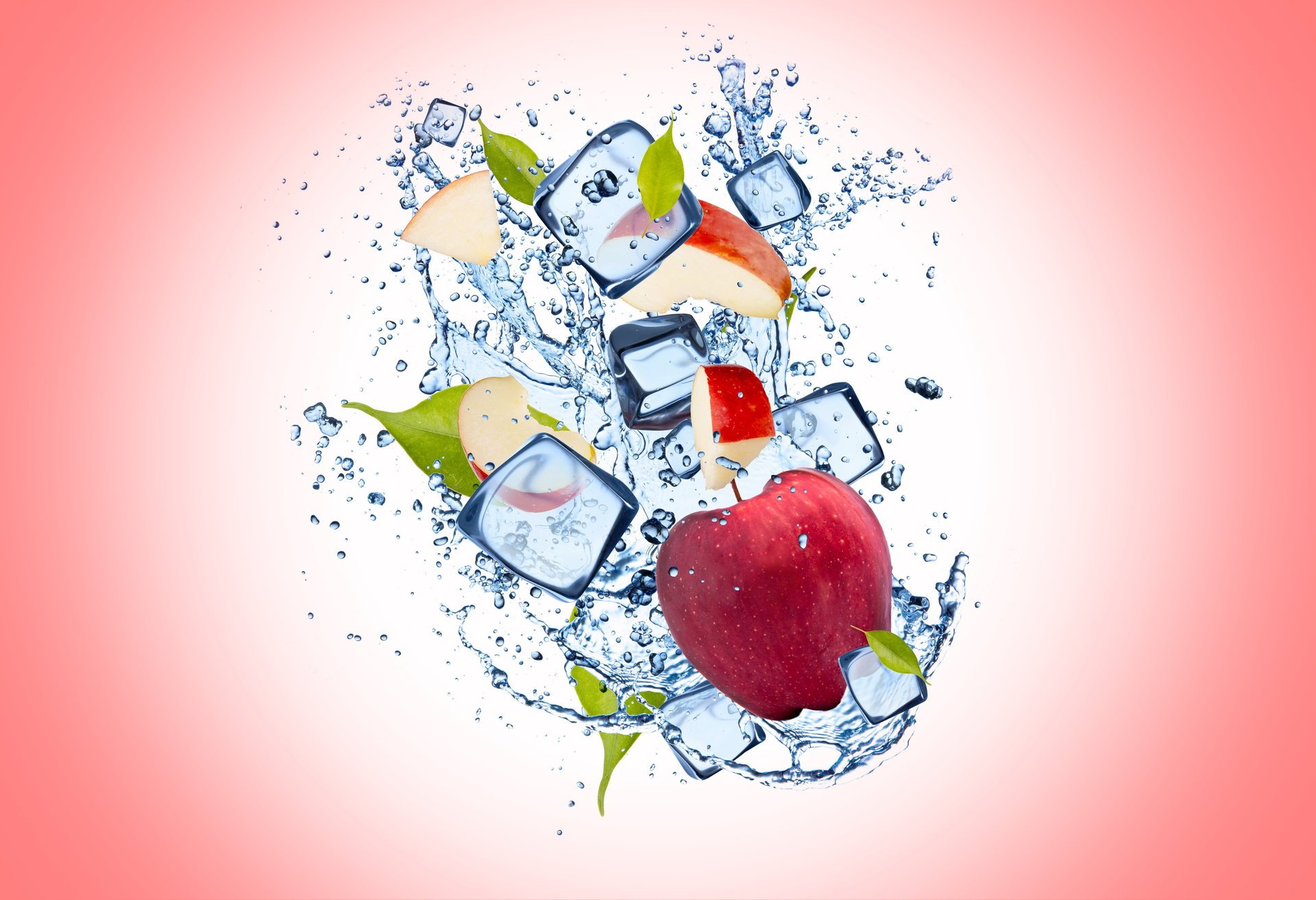 background apple ice water drop