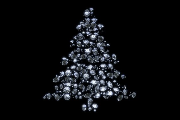 Árbol de Navidad de diamantes sobre fondo negro