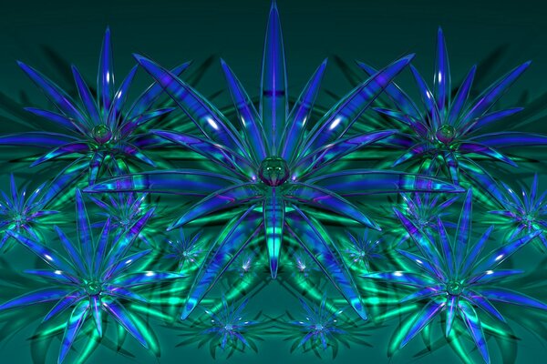 Abstracción de vidrio en tonos azul-verde