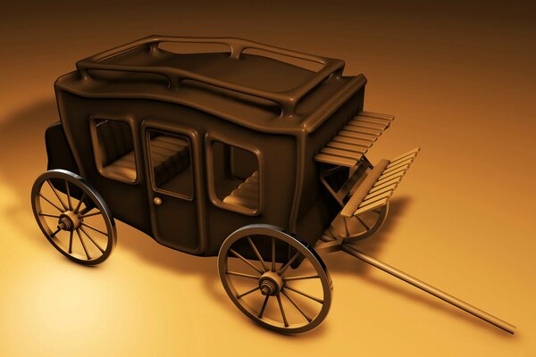 A strange brown carriage without horses