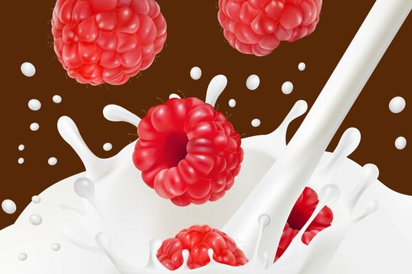 Art: malna falls into milk on a chocolate background