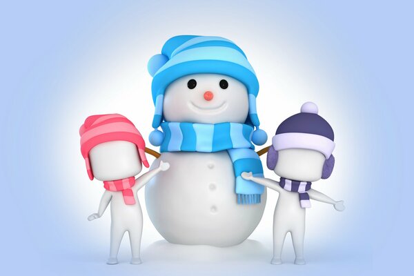 New Year and Christmas holiday of snow, snowmen, winter