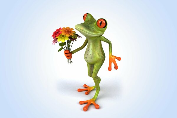 Zd art frog with flowers