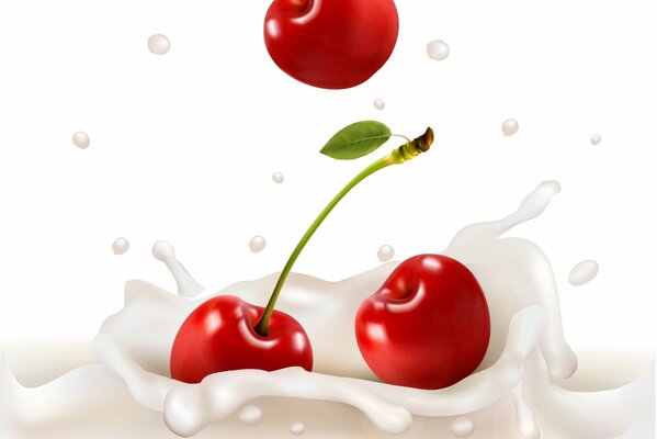 The cherry falls beautifully into the milk