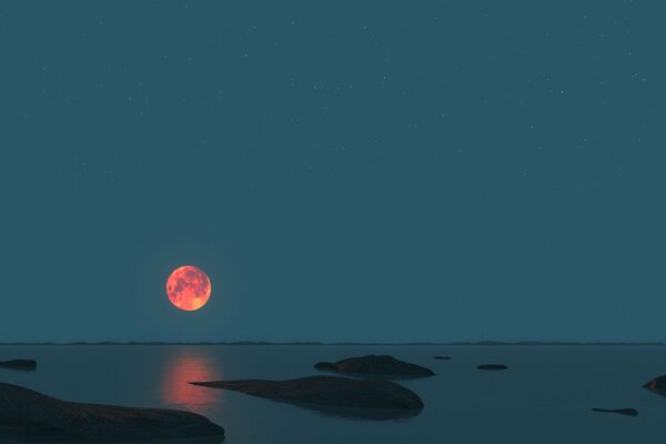 Panorama del cielo nocturno con la Luna