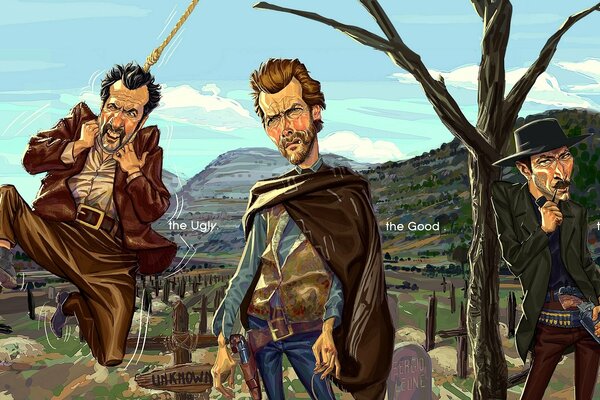 Illustration for the movie good, bad, evil 