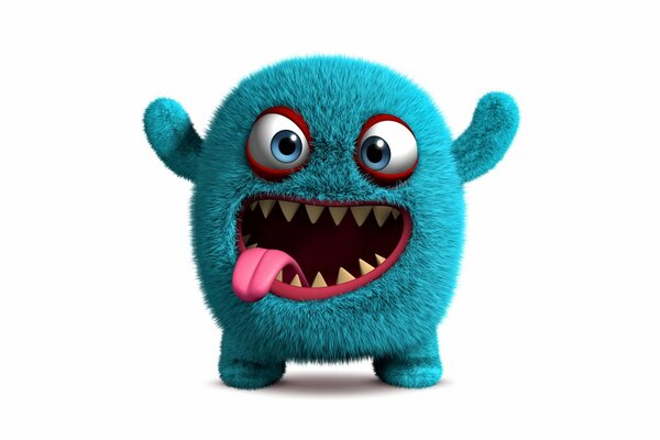 Pelziges 3d-Monster mit einem lustigen Gesicht