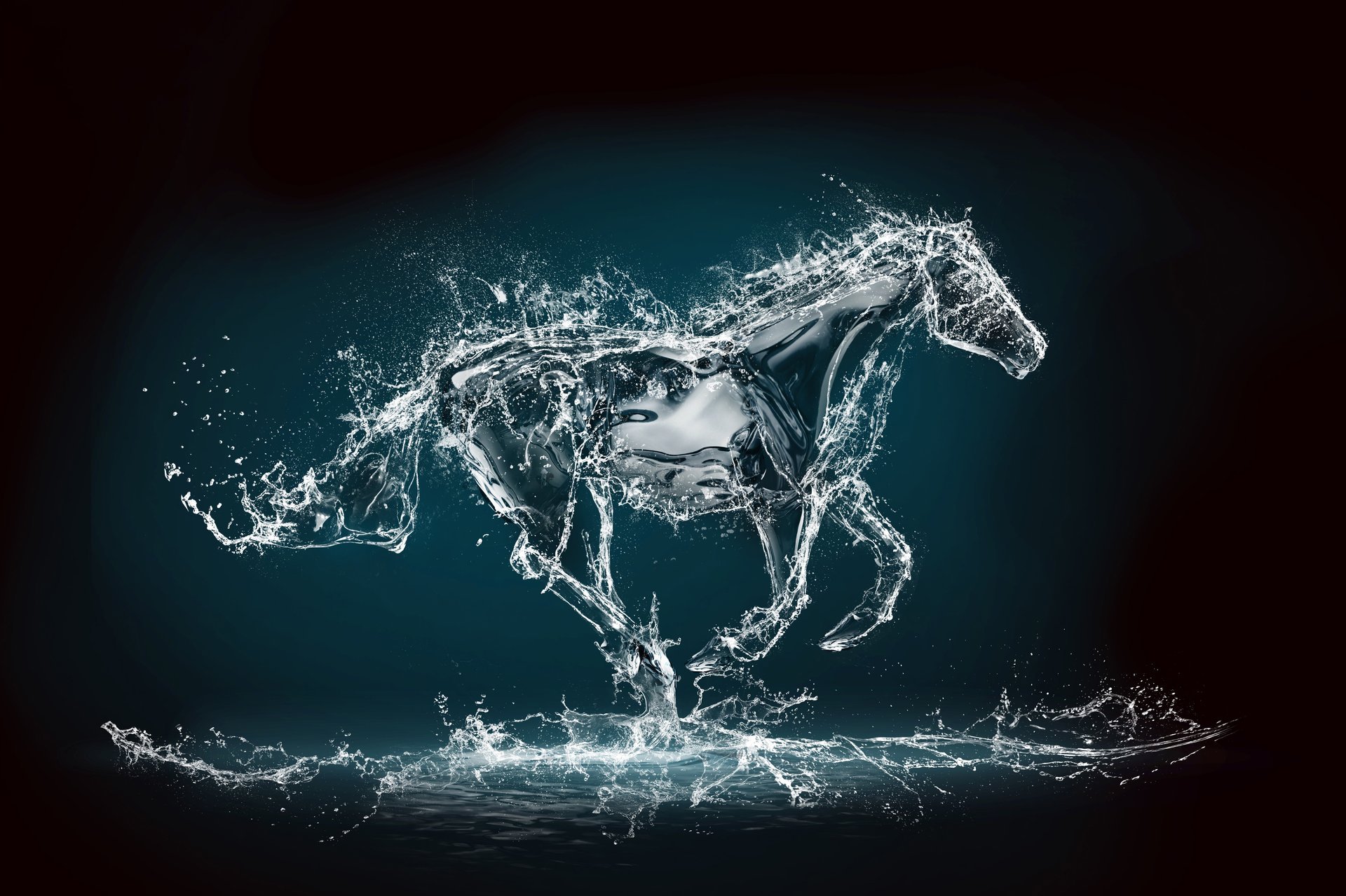 rendering horse water spray jumps background